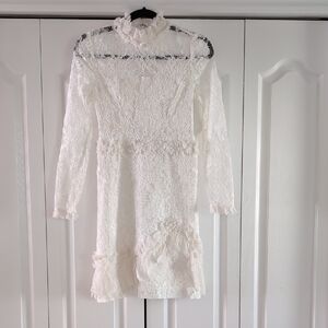 Alexis Revolve Mock Neck White Lace Dress Long Sleeves